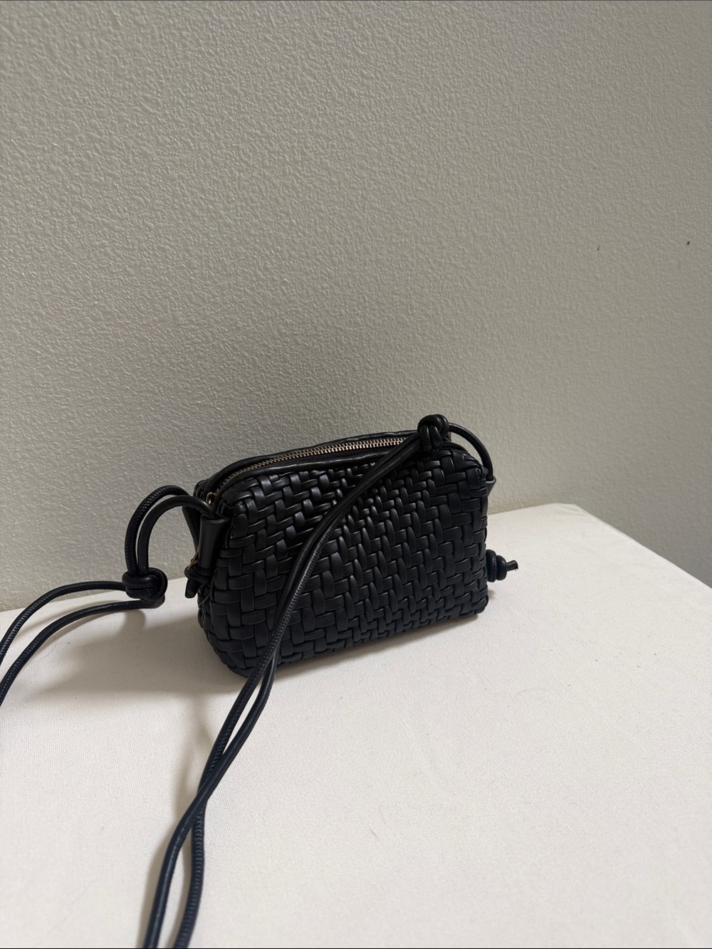 Woven Crossbody Bag – Black